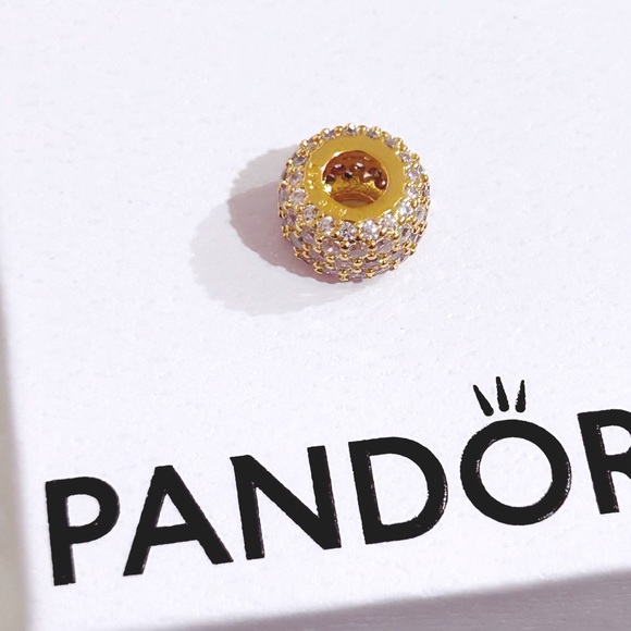 PANDORA Sparkling Pave Triple-row charm w/box - Picture 8 of 8